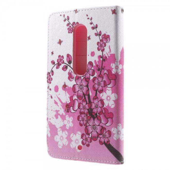 Motorola Moto X Play Leder Cover mit pinken Blumen
