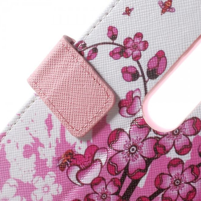 Motorola Moto X Play Leder Cover mit pinken Blumen