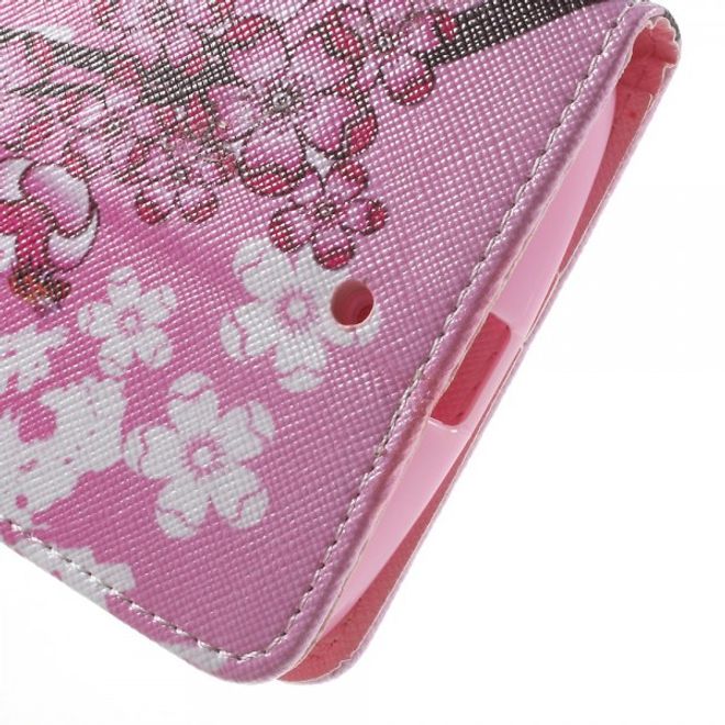 Motorola Moto X Play Leder Cover mit pinken Blumen
