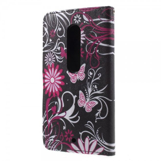 Motorola Moto X Play Leder Cover mit Schmetterlingen und Blumen