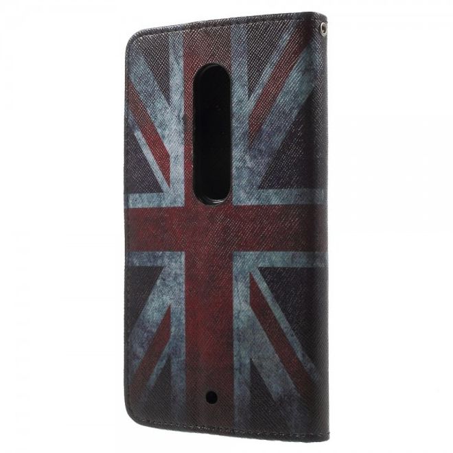 Motorola Moto X Play Leder Cover mit Union Jack Flagge retro-style