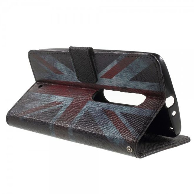 Motorola Moto X Play Leder Cover mit Union Jack Flagge retro-style