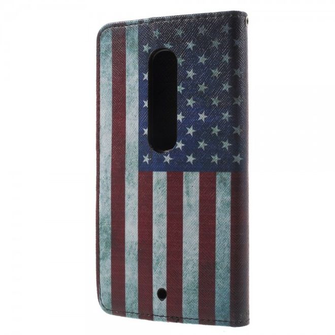 Motorola Moto X Play Leder Cover mit USA Flagge retro-style
