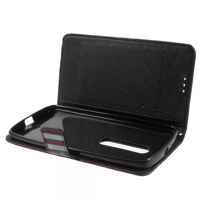Motorola Moto X Play Leder Cover mit USA Flagge retro-style