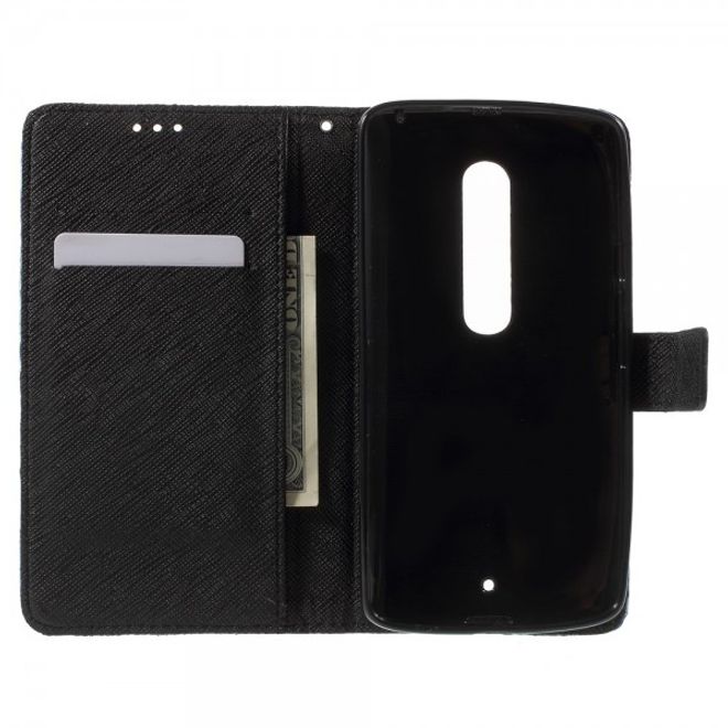 Motorola Moto X Play Leder Cover mit USA Flagge retro-style