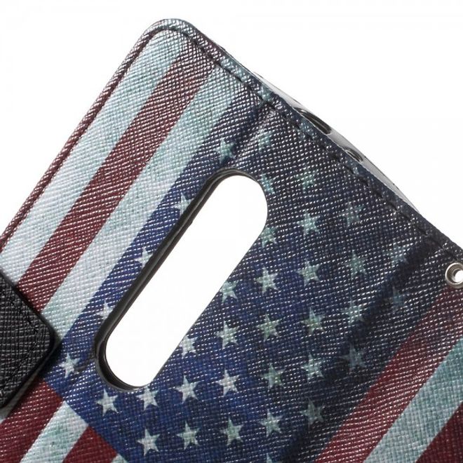 Motorola Moto X Play Leder Cover mit USA Flagge retro-style