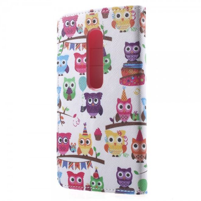 Motorola Moto X Play Leder Cover mit vielen kleinen Eulen