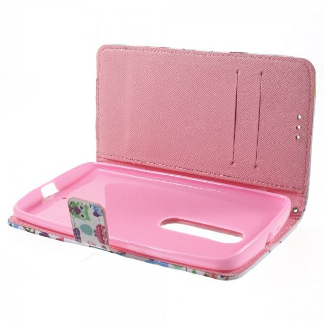 Motorola Moto X Play Leder Cover mit vielen kleinen Eulen