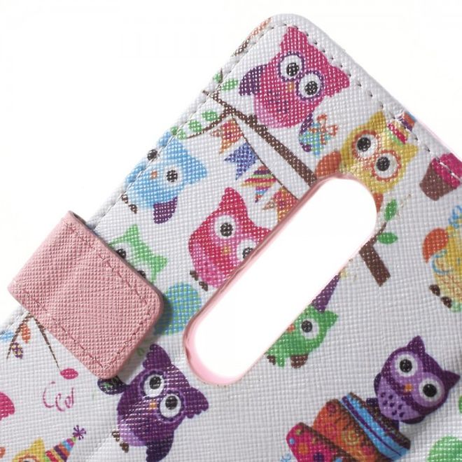 Motorola Moto X Play Leder Cover mit vielen kleinen Eulen