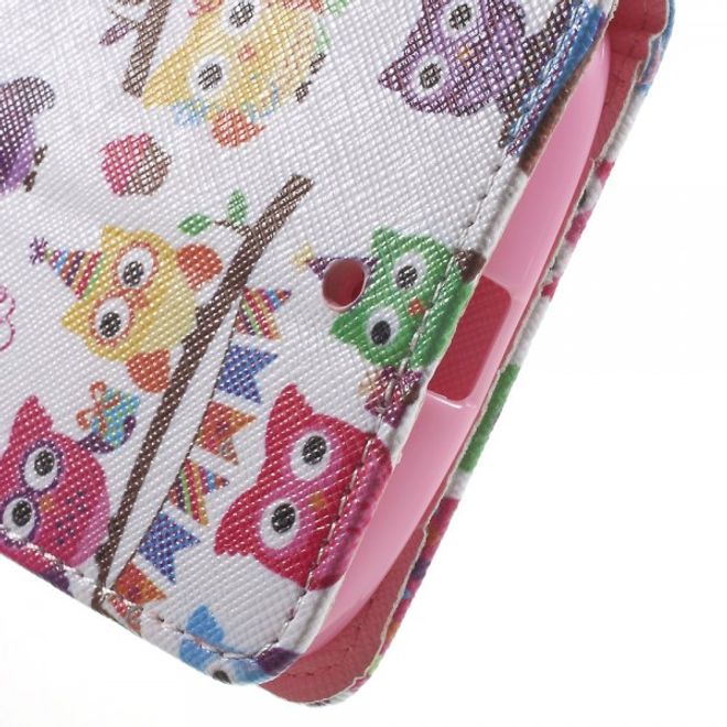 Motorola Moto X Play Leder Cover mit vielen kleinen Eulen