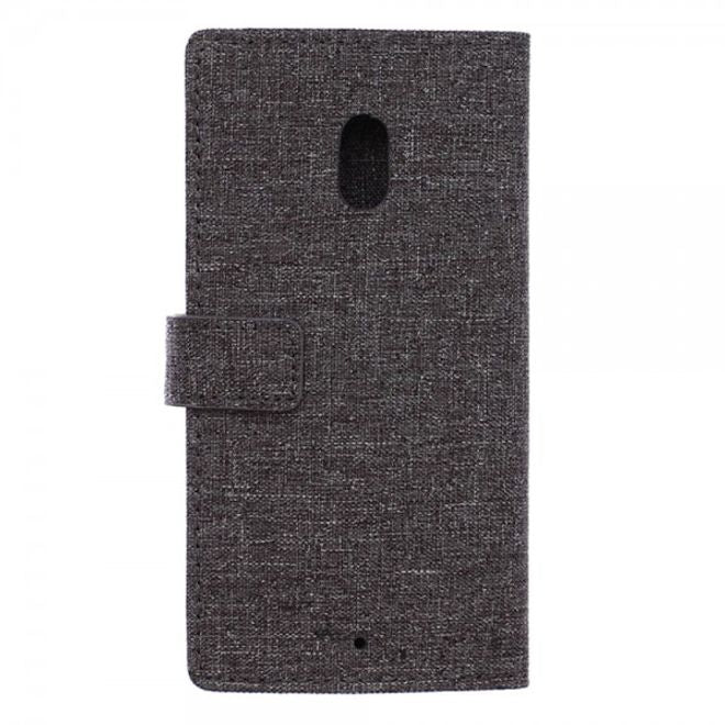 Motorola Moto X Play Leder Hülle mit stoffartiger Textur und Standfunktion - grau