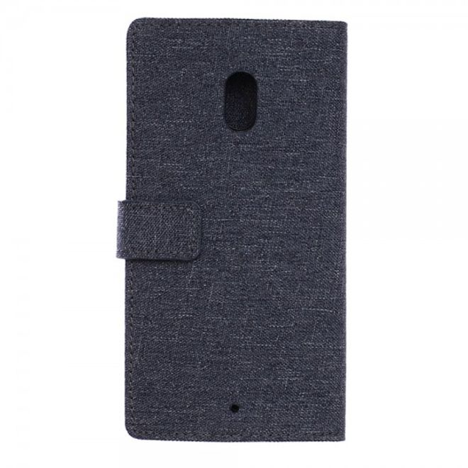 Motorola Moto X Play Leder Hülle mit stoffartiger Textur und Standfunktion - dunkelblau