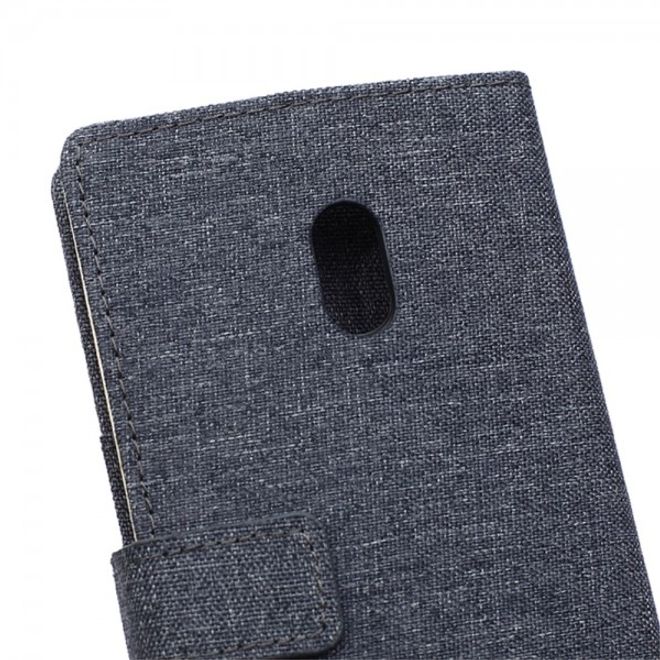 Motorola Moto X Play Leder Hülle mit stoffartiger Textur und Standfunktion - dunkelblau