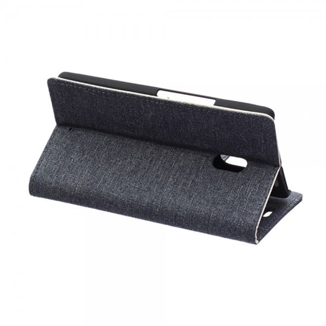 Motorola Moto X Play Leder Hülle mit stoffartiger Textur und Standfunktion - dunkelblau