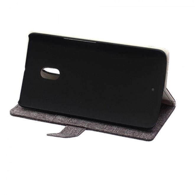 Motorola Moto X Play Leder Hülle mit stoffartiger Textur und Standfunktion - grau