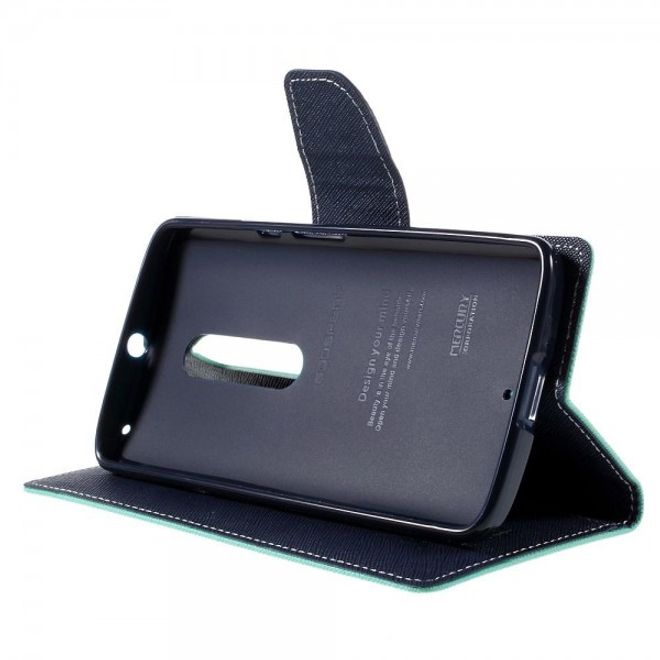 Goospery - Motorola Moto X Play Hülle - Handy Bookcover - Fancy Diary Series - mint/navy