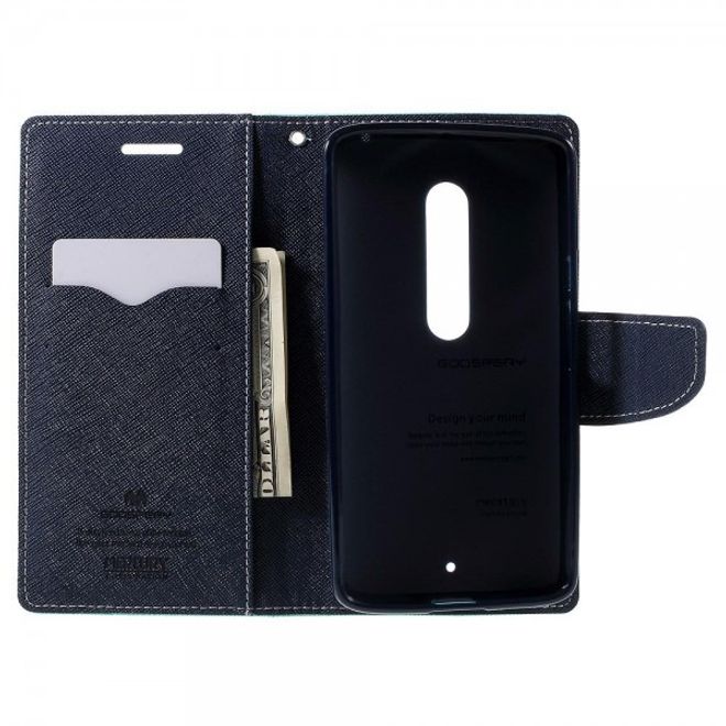 Goospery - Motorola Moto X Play Hülle - Handy Bookcover - Fancy Diary Series - mint/navy