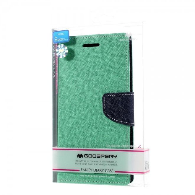 Goospery - Motorola Moto X Play Hülle - Handy Bookcover - Fancy Diary Series - mint/navy