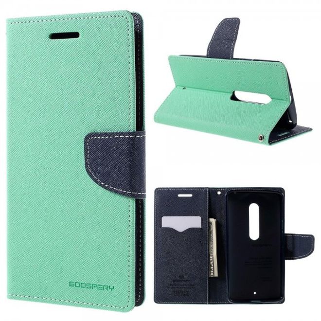 Goospery - Motorola Moto X Play Hülle - Handy Bookcover - Fancy Diary Series - mint/navy