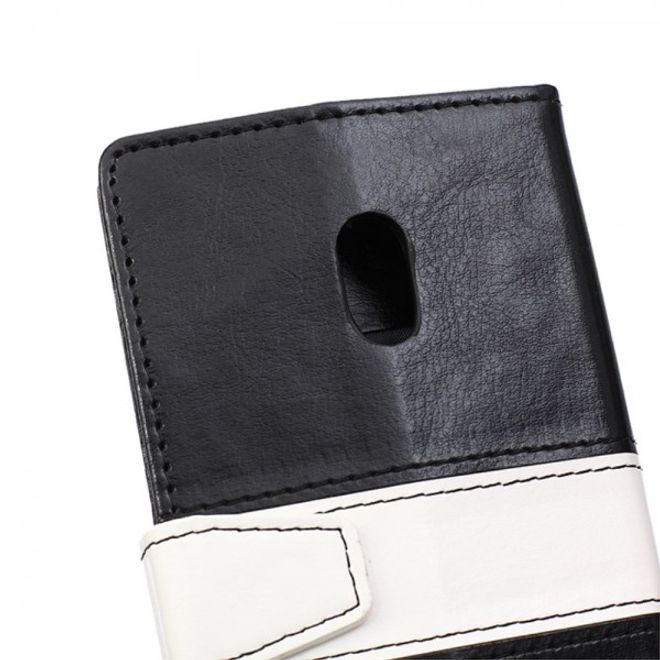 Motorola Moto X Play Schlichtes Crazy Horse Leder Case mit Standfunktion - schwarz