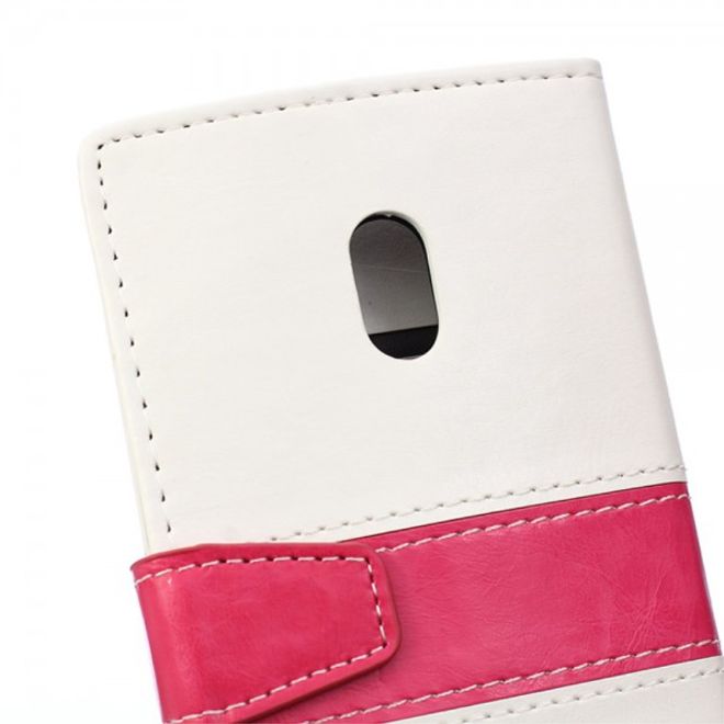 Motorola Moto X Play Schlichtes Crazy Horse Leder Case mit Standfunktion - weiss