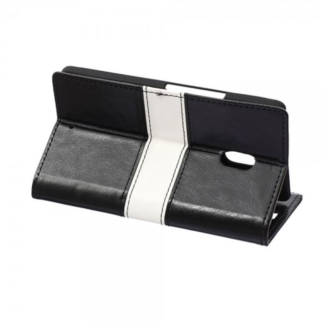 Motorola Moto X Play Schlichtes Crazy Horse Leder Case mit Standfunktion - schwarz