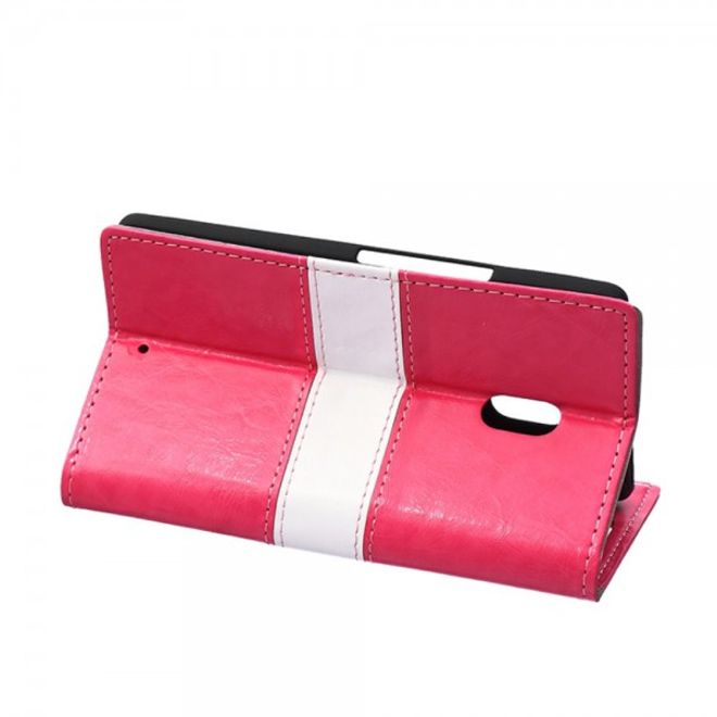 Motorola Moto X Play Schlichtes Crazy Horse Leder Case mit Standfunktion - rosa