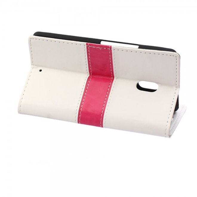 Motorola Moto X Play Schlichtes Crazy Horse Leder Case mit Standfunktion - weiss