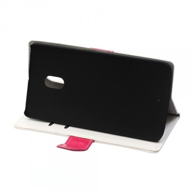 Motorola Moto X Play Schlichtes Crazy Horse Leder Case mit Standfunktion - weiss