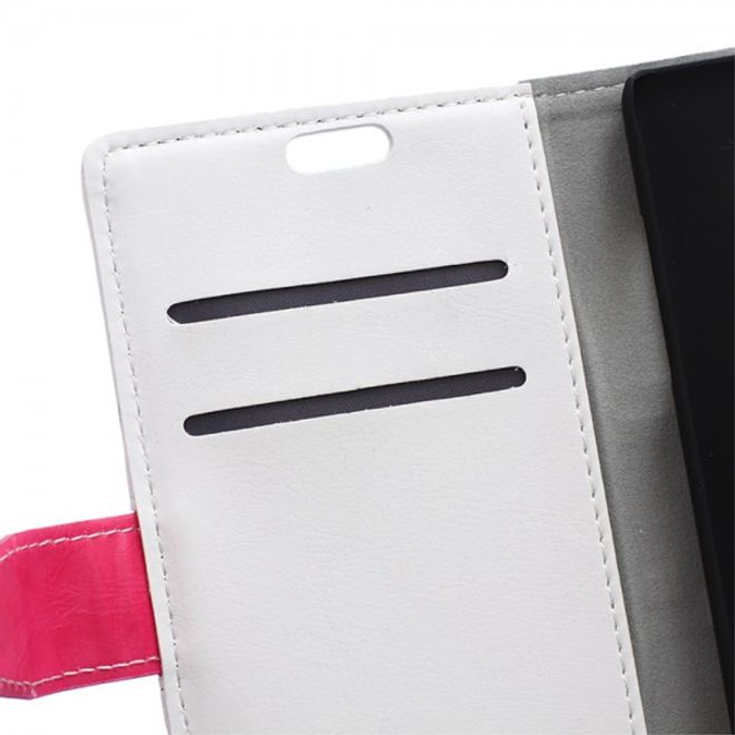 Motorola Moto X Play Schlichtes Crazy Horse Leder Case mit Standfunktion - weiss