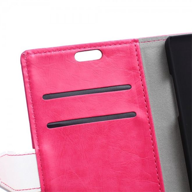 Motorola Moto X Play Schlichtes Crazy Horse Leder Case mit Standfunktion - rosa