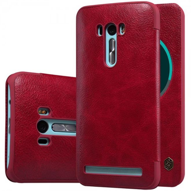 Nillkin - Asus Zenfone Selfie Handyhülle - Cover aus Leder - Qin Series - Smart View - rot