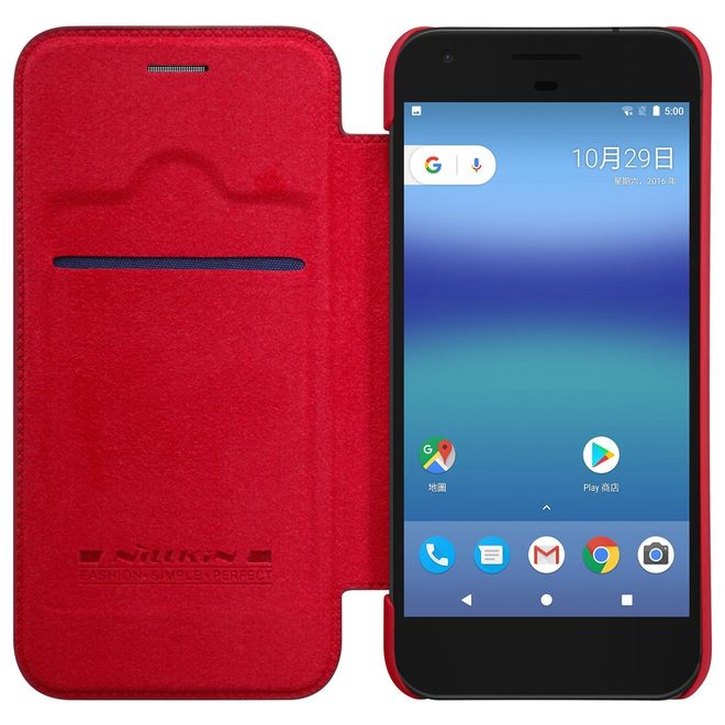 Nillkin - Handyhülle für Google Pixel - Case aus Leder - Qin Series - rot