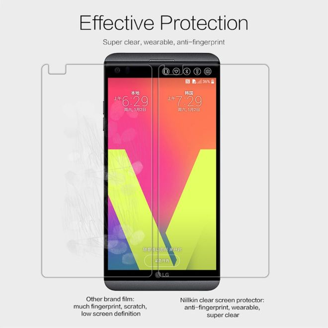 Nillkin - LG V20 Schutzfolie - mit Anti-Fingerabdruck Beschichtung - HD klar