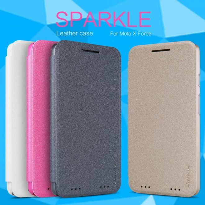 Nillkin - Motorola Moto X Force Hülle - Case aus Leder - Sparkle Series - rosa