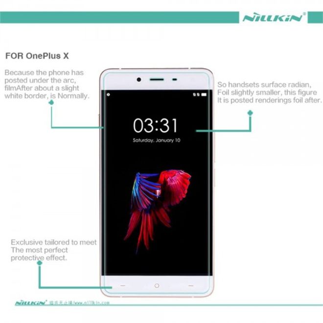 OnePlus X Schutzfolie mit Anti Fingerabdruck Beschichtung von Nillkin - HD klar (reicht nicht über das ganze Display)