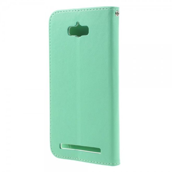 Roar Korea - Asus Zenfone Max Case - Leder Flip Hülle - mit Standfunktion - cyan