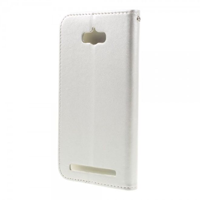 Roar Korea - Asus Zenfone Max Case - Leder Flip Hülle - mit Standfunktion - silber