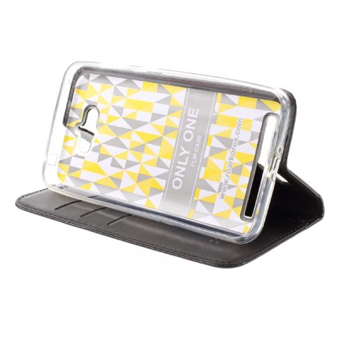 Roar Korea - Asus Zenfone Max Case - Leder Flip Hülle - mit Standfunktion - schwarz