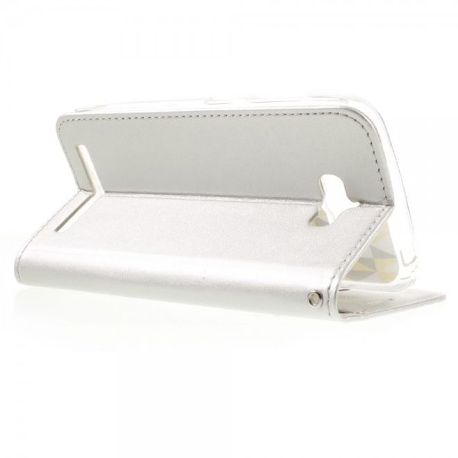 Roar Korea - Asus Zenfone Max Case - Leder Flip Hülle - mit Standfunktion - silber