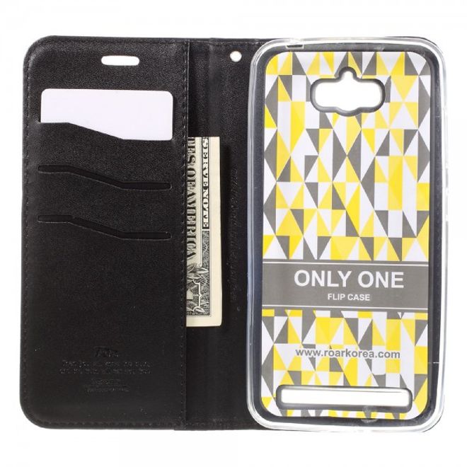 Roar Korea - Asus Zenfone Max Case - Leder Flip Hülle - mit Standfunktion - schwarz