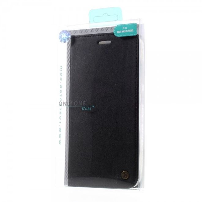 Roar Korea - Asus Zenfone Max Case - Leder Flip Hülle - mit Standfunktion - schwarz