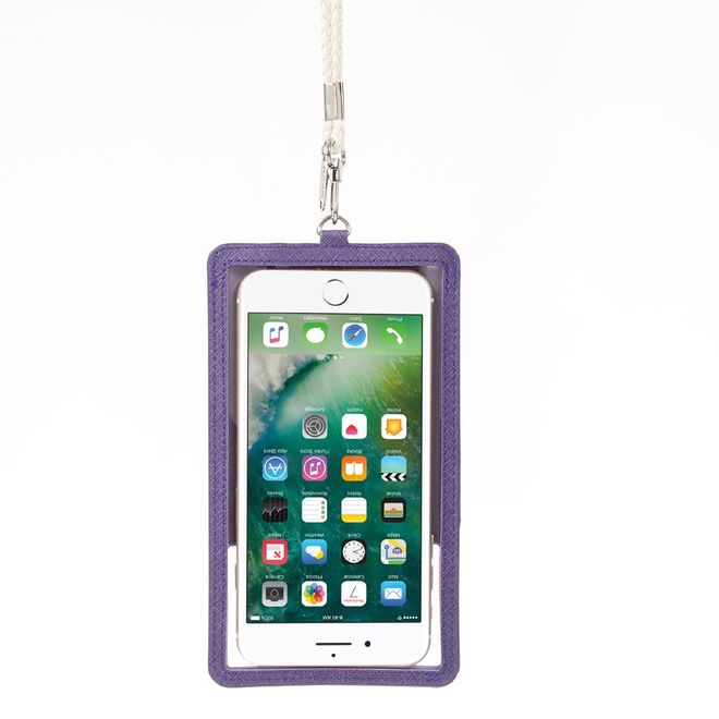 Roar Korea - Leder und Plastik Hülle - mit Kreditkartenslots - für Smartphones bis 5 Zoll - purpur