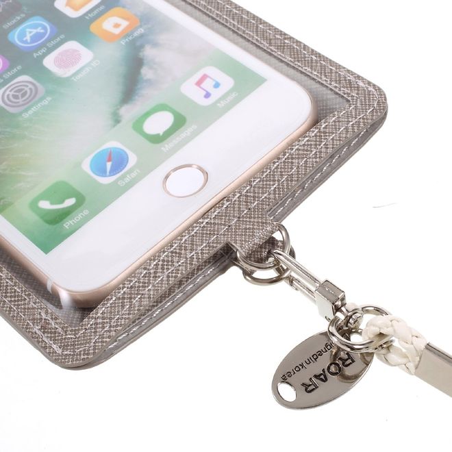 Roar Korea - Handyhülle aus Leder und Plastik - mit Kreditkartenslots - für Smartphones bis 5 Zoll - grau
