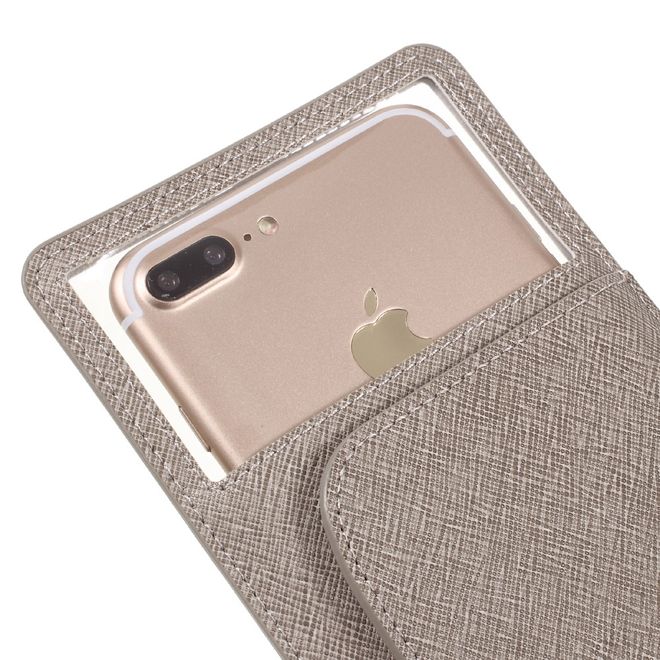 Roar Korea - Handyhülle aus Leder und Plastik - mit Kreditkartenslots - für Smartphones bis 5 Zoll - grau