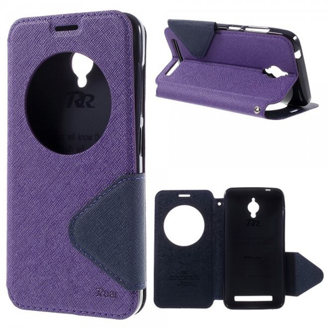 Roar Korea - Handyhülle für Asus Zenfone Go - Case aus Leder - Diary View Series - purpur