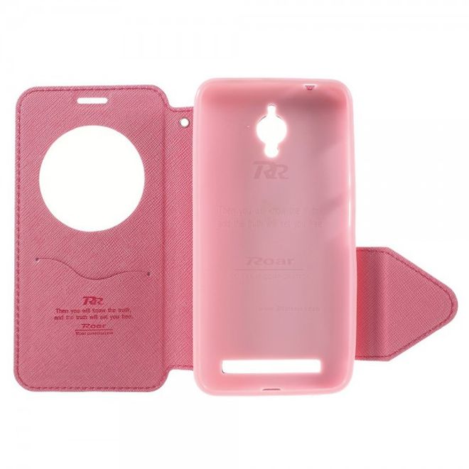 Roar Korea - Handyhülle für Asus Zenfone Go - Case aus Leder - Diary View Series - rosa