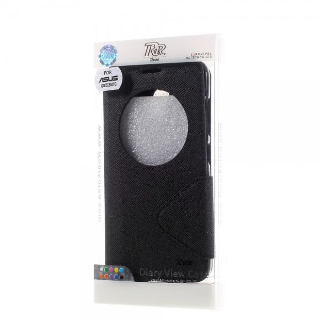 Roar Korea - Handyhülle für Asus Zenfone Go - Case aus Leder - Diary View Series - schwarz