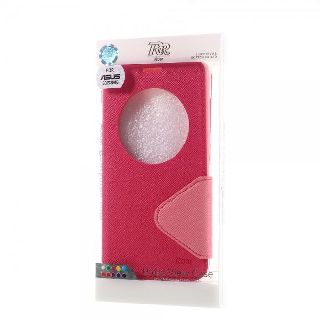 Roar Korea - Handyhülle für Asus Zenfone Go - Case aus Leder - Diary View Series - rosa