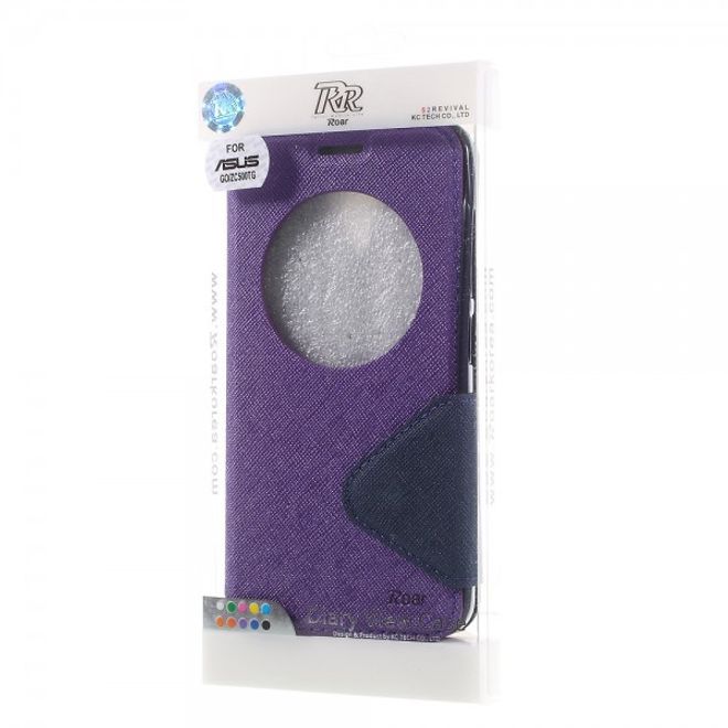 Roar Korea - Handyhülle für Asus Zenfone Go - Case aus Leder - Diary View Series - purpur
